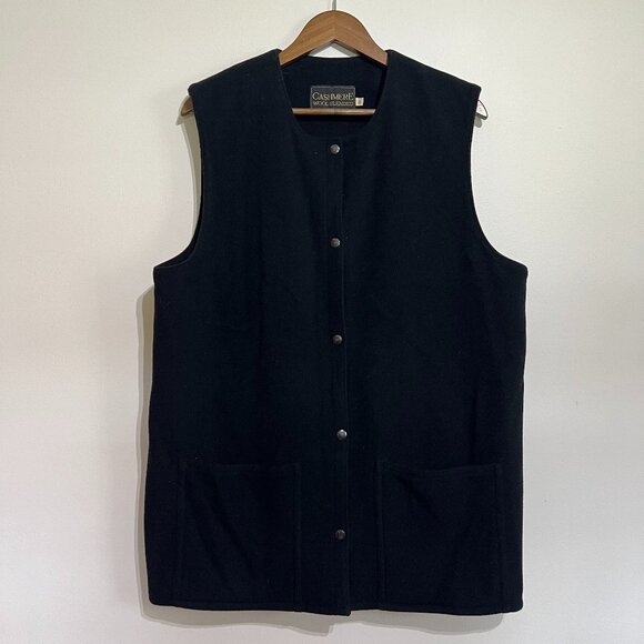 Vintage Cashmere Wool Blend Vest Sleeveless Utility Jacket, M - Picture 2 of 9